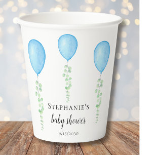 Gobelets En Papier Bleu Balloon Baby shower verdure