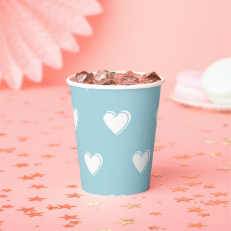 Gobelets En Papier Bleu blanc mignon simple Motif de coeur