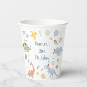 Gobelets En Papier Bleu Boy Boho Dinosaur Anniversaire