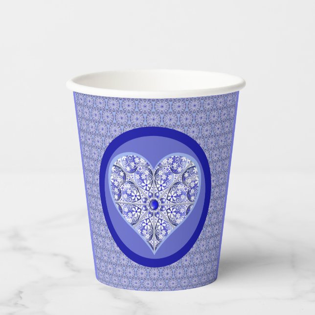 Gobelets En Papier Bleu de dentelle en céramique de Grèce (Recto)