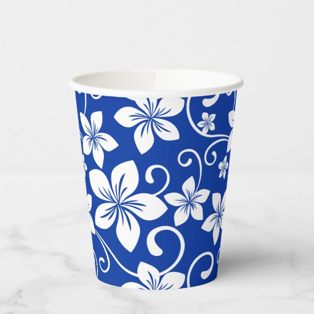 GOBELETS EN PAPIER BLEU HAWAII (BLEU ROYAL) (Gauche)
