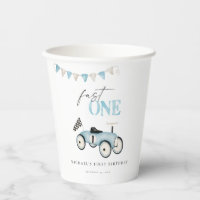 Bleu Retro Voiture Anniversaire Coupes en papier