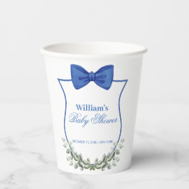 Gobelets En Papier Bleu simple Bow Eucalyptus Crest Boy Baby shower
