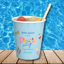 Gobelets En Papier Bleu Splish Splash Anniversaire de enfant Pool Par