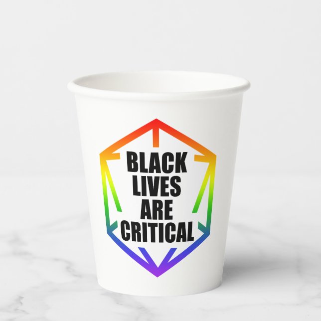Gobelets En Papier BLM Black Lives are Critical [LGBTQ+] (Recto)