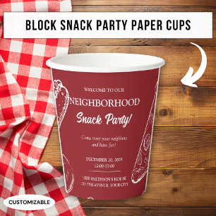 Gobelets En Papier Bloc de plaisir de quartier rouge nourriture colla