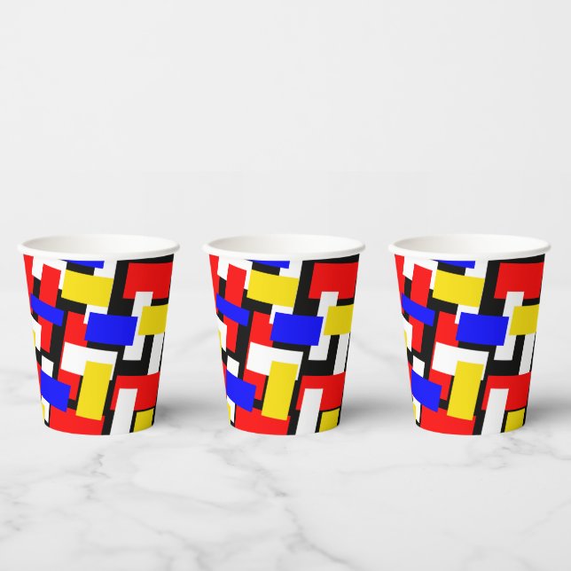 Gobelets En Papier Blocs rouge, jaune, noir, bleu et vert (Multi)