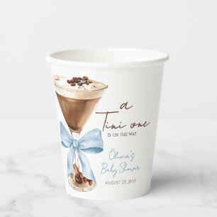 Gobelets En Papier Blue Bow Espresso Martini Baby Shower