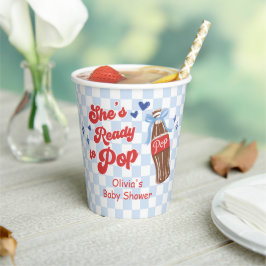 Gobelets En Papier Blue Bow She's Ready to Pop Baby Shower