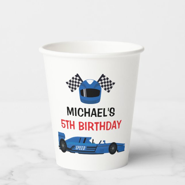 Gobelets En Papier Blue Car Racing Party paper cups (Recto)