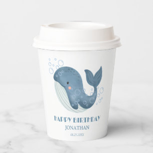 Gobelets En Papier Blue Circle Bubble Cute Whale Anniversaire de enfa