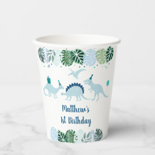 Gobelets En Papier Blue Dinosaur Safari Anniversaire