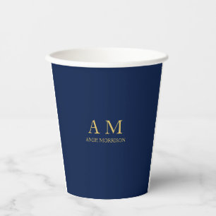Gobelets En Papier Blue Gold Colours Professionnel Lettres initiales 