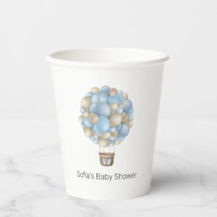 Gobelets En Papier Blue Hot Air Balloon Boy Baby shower