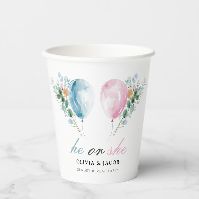 Gobelets En Papier Blue Rose Ballons Sexe Revevela Party (Recto)