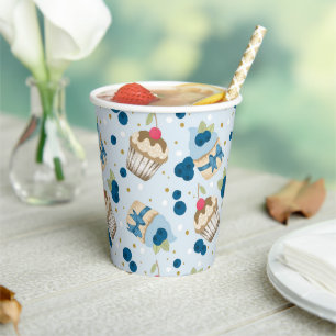 Gobelets En Papier Blueberry Cupcake Blue Anniversaire Fête