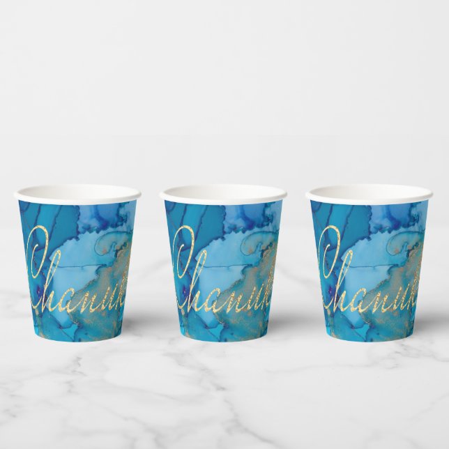 Gobelets En Papier Blues et Golds 8 oz. (Multi)