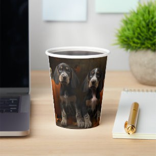 Gobelets En Papier Bluetick Coonhound Chiot Automne Citrouille de pla