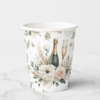Gobelets En Papier Blush Floral Champagne Cups