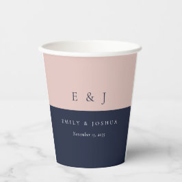 Gobelets En Papier Blush Navy Mariage moderne