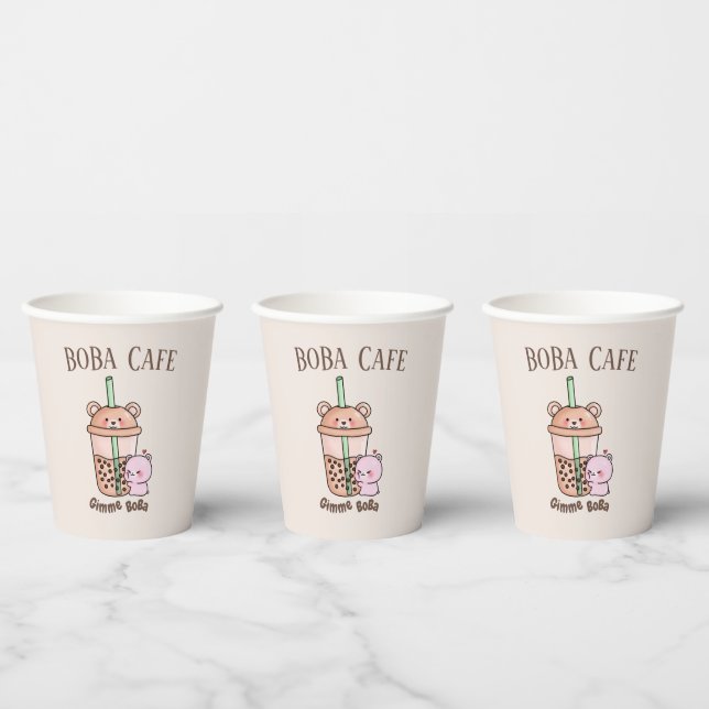 Gobelets En Papier Boba Tea, Buble lait thé (Multi)