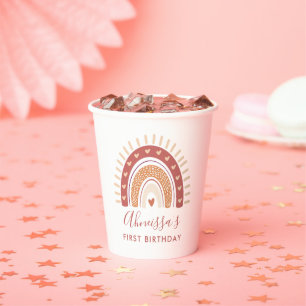 Gobelets En Papier Bohemian Terracotta Rainbow Anniversaire Party