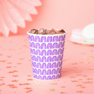Gobelets En Papier Boho arc-en-ciel violet Motif personnalisé