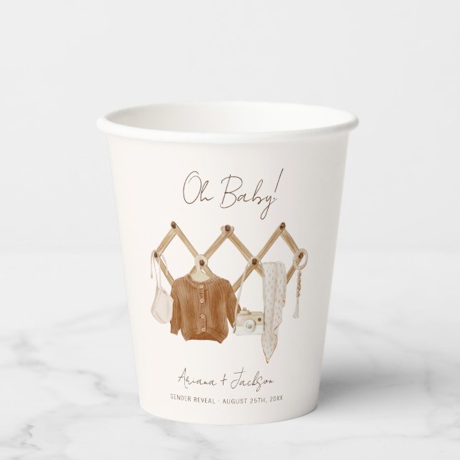 Gobelets En Papier Boho Baby douche neutre (Recto)