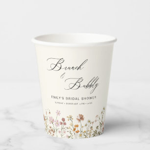 Gobelets En Papier Boho Brunch aux fleurs sauvages & Champagne pour l