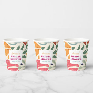 Gobelets En Papier Boho Chic Retro Coloré Fête des mariées Florale