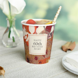 Gobelets En Papier Boho Colorful Abstraite 60e fête d'anniversaire