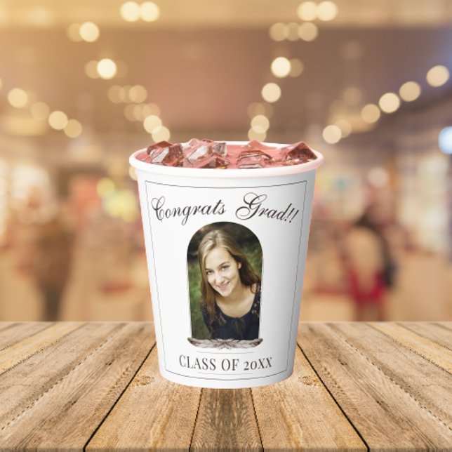 Gobelets En Papier Boho Feather Frame Photo Graduation Party (Boho Feather Frame Photo Graduation Party Paper Cups)