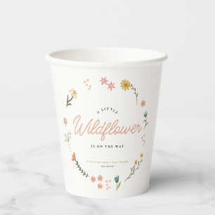 Gobelets En Papier Boho Fleur sauvage Floral Girls Élégant Baby showe