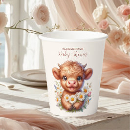 Gobelets En Papier Boho Holy Cow Highland Cow Baby shower