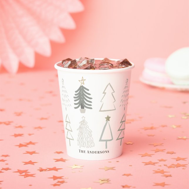 Gobelets En Papier Boho Noël Arbres Vacances vertes (Insitu)