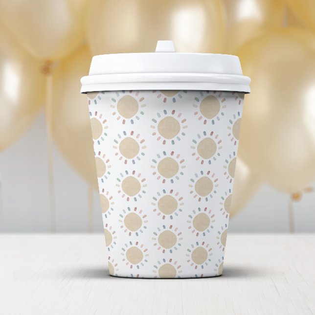 Gobelets En Papier Boho Sun (Boho Rainbow Sun Baby Shower Paper Cups
)
