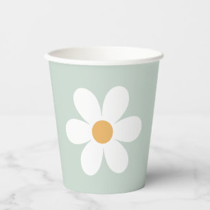 Gobelets En Papier Boho vert marguerite rétro