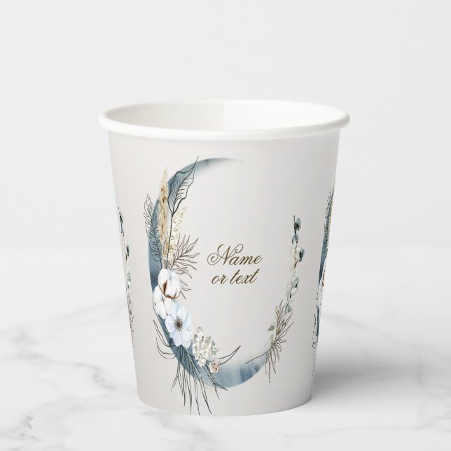 Gobelets En Papier Boho White Orchidée Fleurs Blue Moon Elegant Party (Gauche)