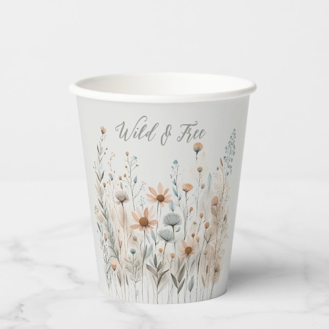 Gobelets En Papier Boho Wildflower (Recto)