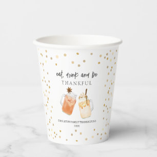 Gobelets En Papier Boire Et Être Heureux Dîner Thanksgiving Boissons