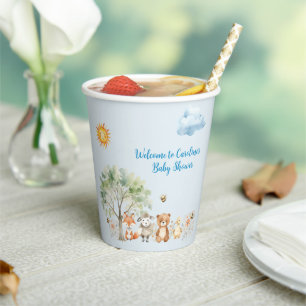 Gobelets En Papier Bois Animaux sauvages Baby shower tasse de papier