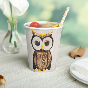 Gobelets En Papier Bois - Chouette - Wood Owl