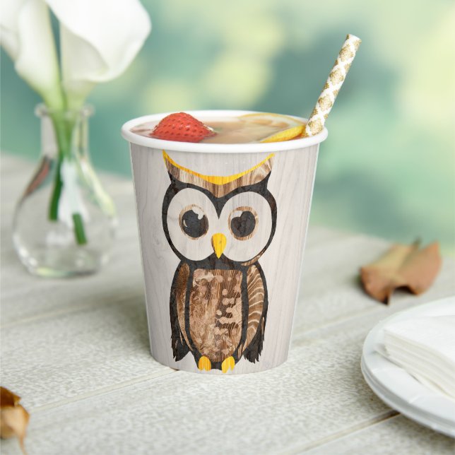 Gobelets En Papier  Bois - Chouette - Wood Owl (Insitu)