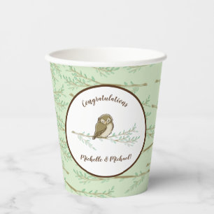 Gobelets En Papier Bois de Baby shower de hibou