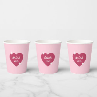 Gobelets En Papier Bois-Moi Fête de Galentines Rétro Rose 