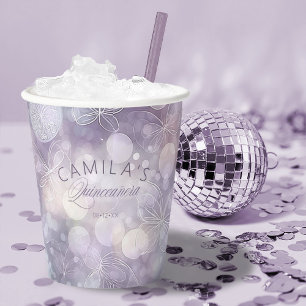 Gobelets En Papier Bokeh et papillon Quinceanera ID1030