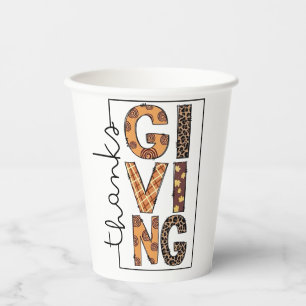 Gobelets En Papier Bon thanksgiving Empreinte de léopard Rainbow Turq