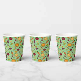 Gobelets En Papier Bon thanksgiving légumes mignons motif vert 