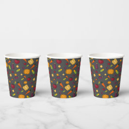 Gobelets En Papier Bon thanksgiving légumes motif gris