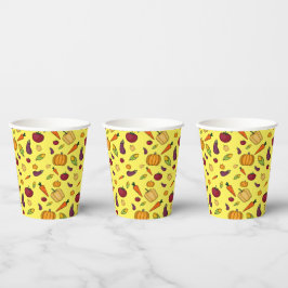 Gobelets En Papier Bon thanksgiving légumes motif jaune